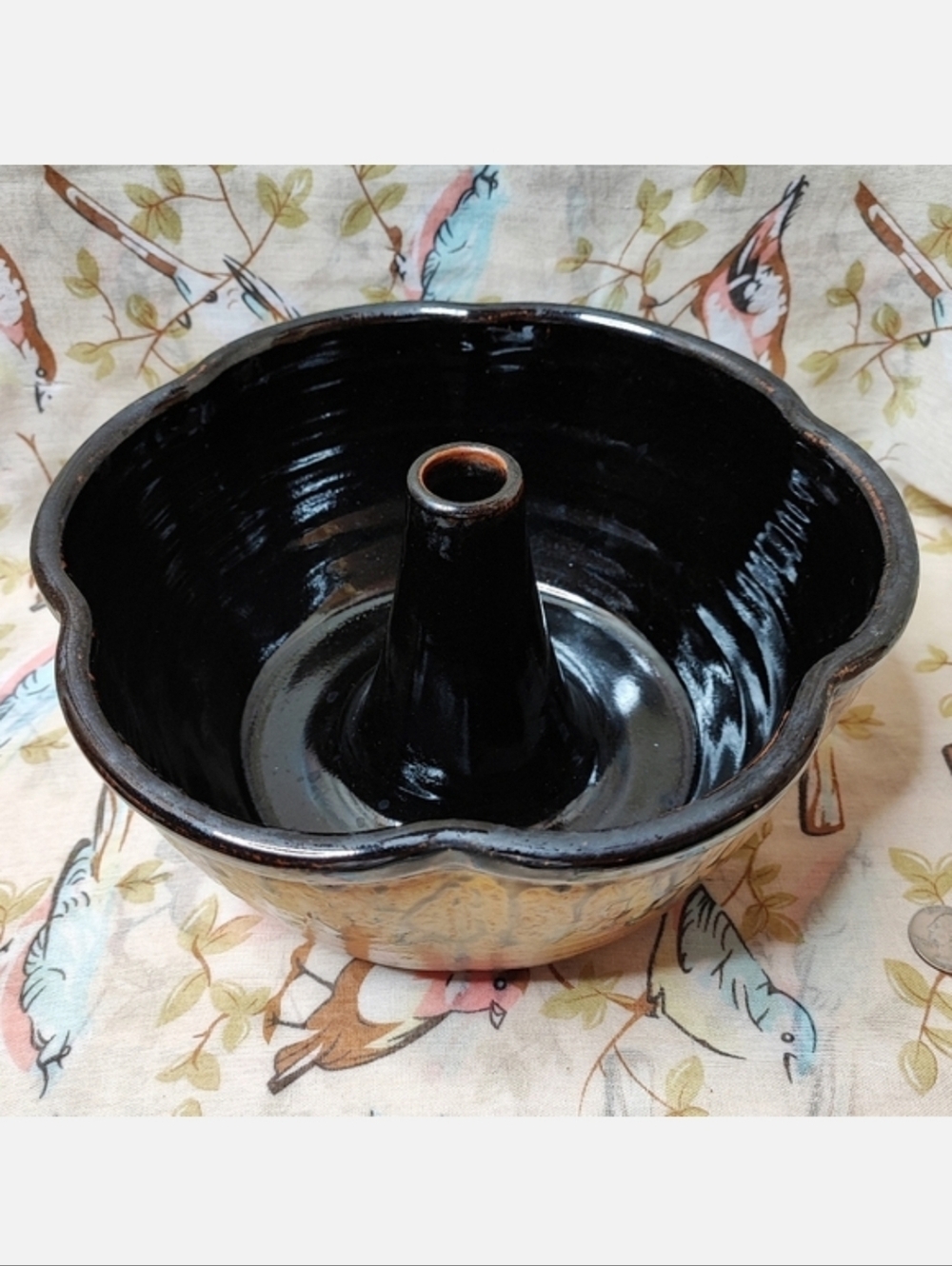 Paul Ray Modern Stoneware Pottery Drippy Glaze Bundt Tube Pan Seagrove, NC NWOT